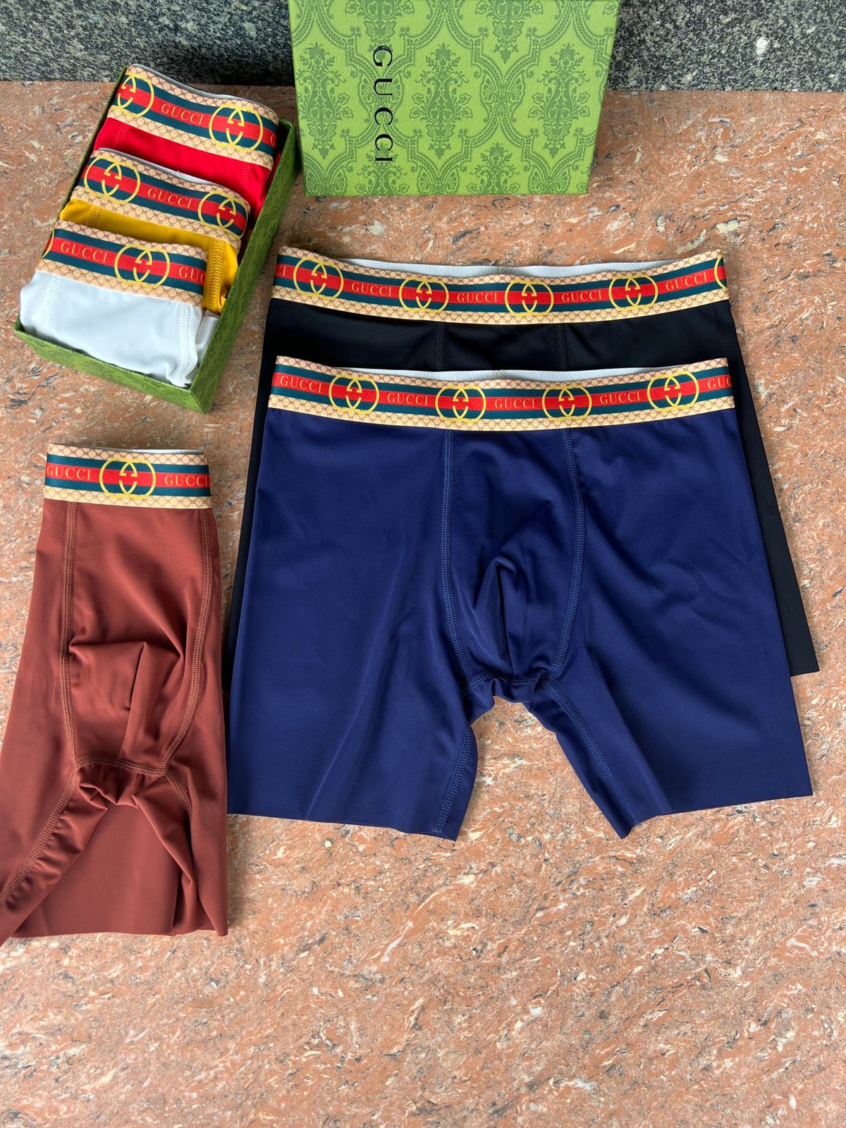Gucci White Red Yellow Side Stripe Long-Leg Boxer Briefs, image 4