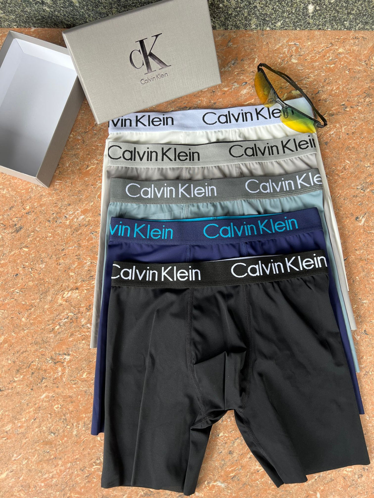 Calvin Klein Black Coloured Waistband Stack Long-Leg Boxer Briefs, image 1
