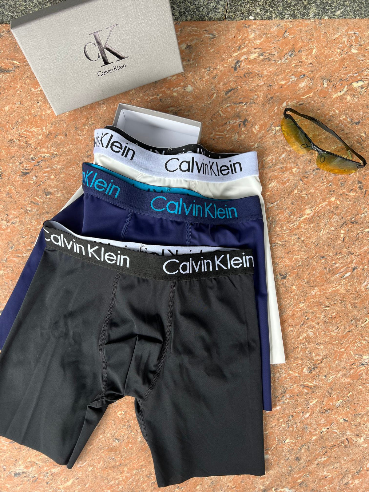 Calvin Klein Black Coloured Waistband Stack Long-Leg Boxer Briefs, image 3