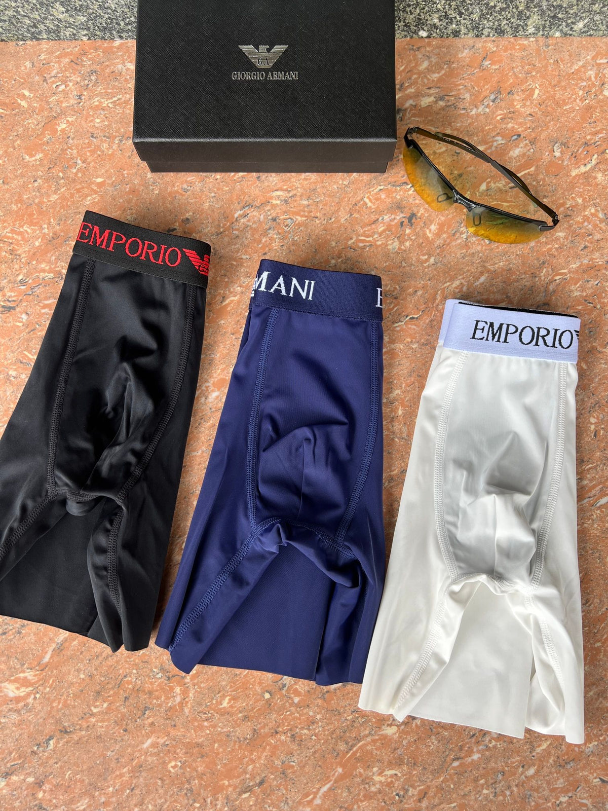 Emporio Armani Black Multicolour Letter Waistbands Long-Leg Boxer Briefs, image 4