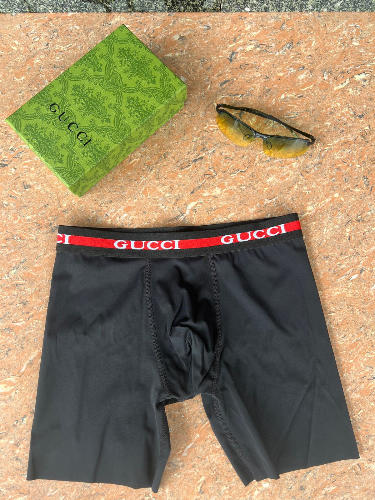 Gucci White Navy Red Black Letter Waist Long-Leg Boxer Briefs, image 8