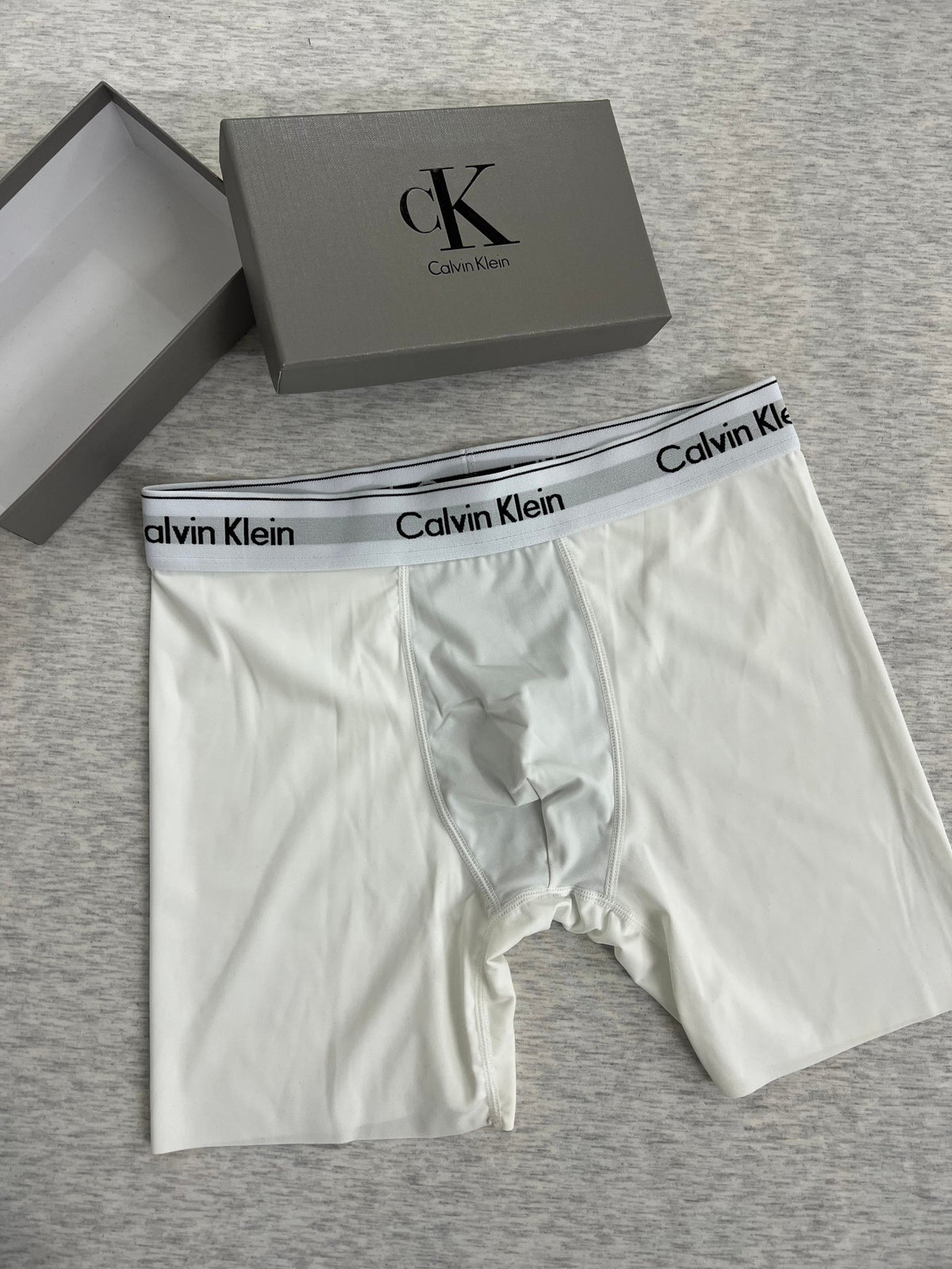 Calvin Klein Black White Red Letter Waist Long-Leg Boxer Briefs, image 5