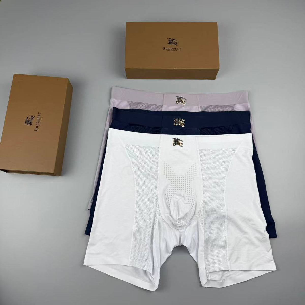 Burberry Boxed White Navy Horse Motifs Boxer Briefs, image 3