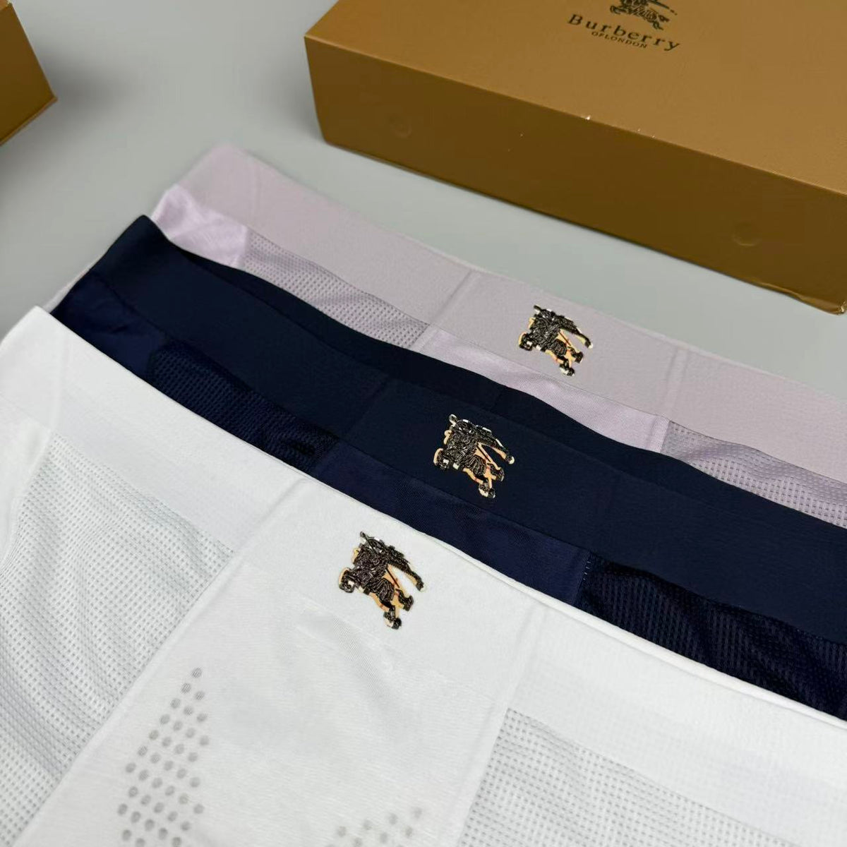 Burberry Boxed White Navy Horse Motifs Boxer Briefs, image 2