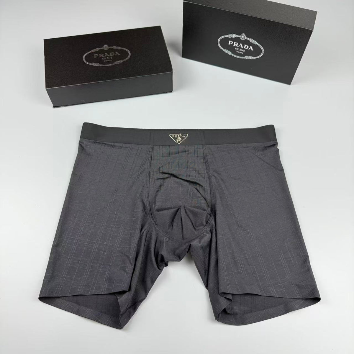 Prada Dark Grey Extended Leg Long-Leg Boxer Briefs, image 1