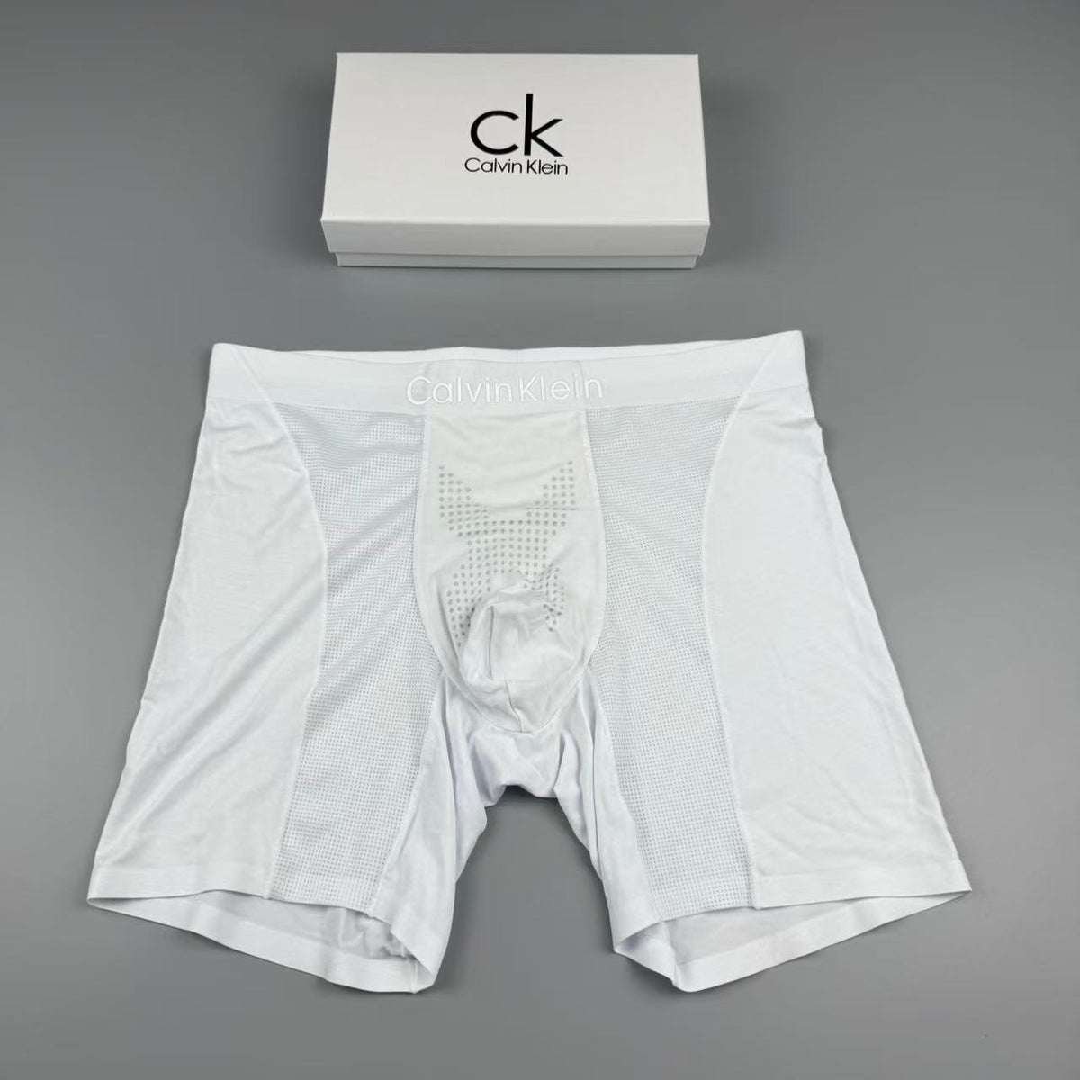 Calvin Klein White Extended Leg Long-Leg Boxer Briefs, image 1