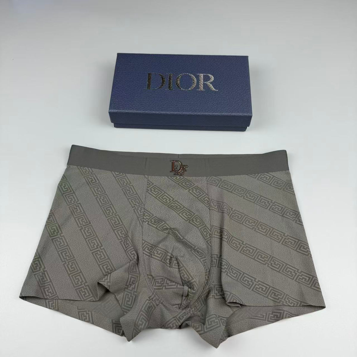 Dior Grey Fine Diagonal Lines Boxer Briefs, image 1