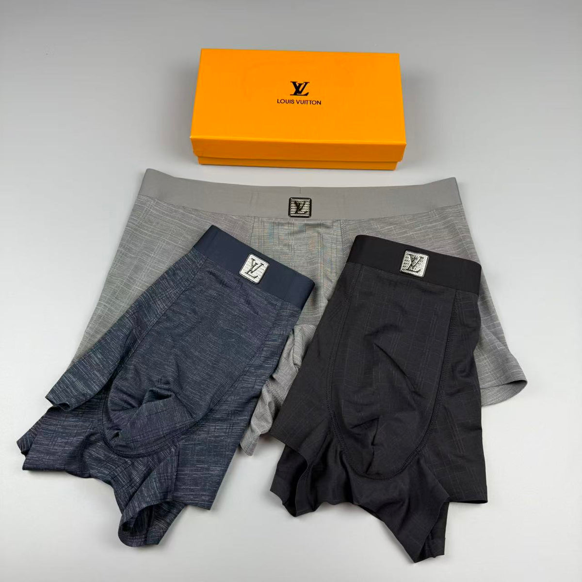 Louis Vuitton Grey Small Square Waist Patch Boxer Briefs, image 4
