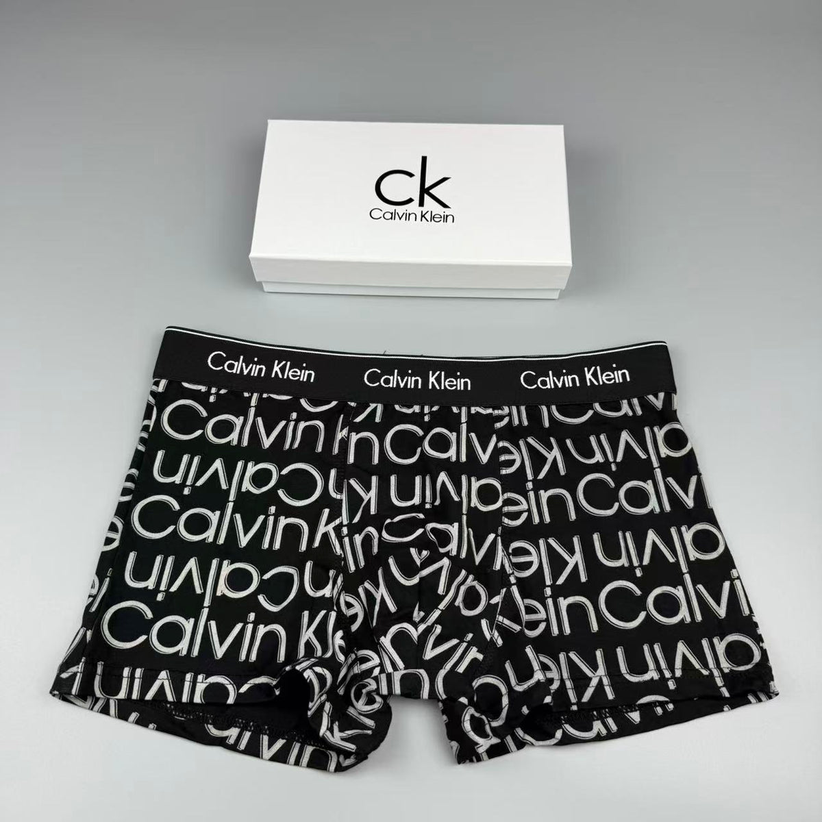 Calvin Klein Black White Allover Wordmarks Boxer Briefs, image 5