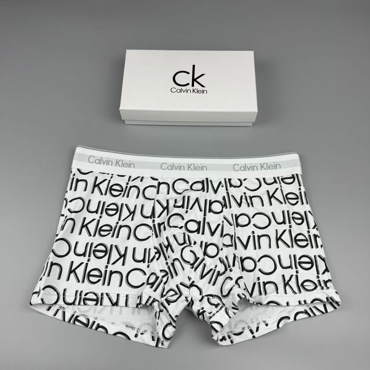 Calvin Klein Black White Allover Wordmarks Boxer Briefs, image 2