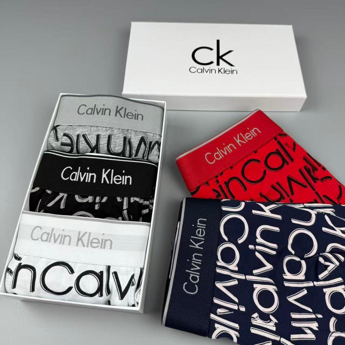 Calvin Klein Black White Allover Wordmarks Boxer Briefs, image 9