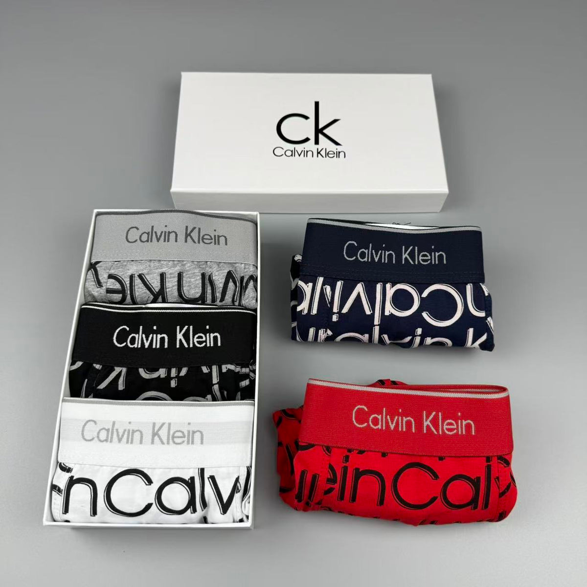 Calvin Klein Black White Allover Wordmarks Boxer Briefs, image 8