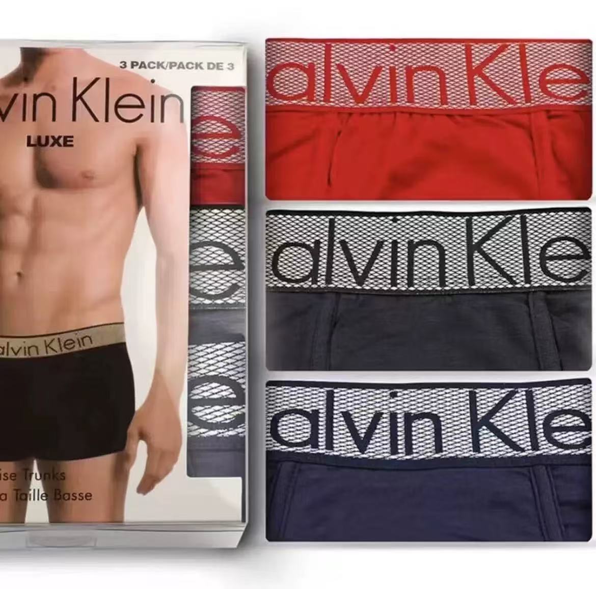 Calvin Klein Navy White Grey Contrast Bands Boxer Briefs, image 3