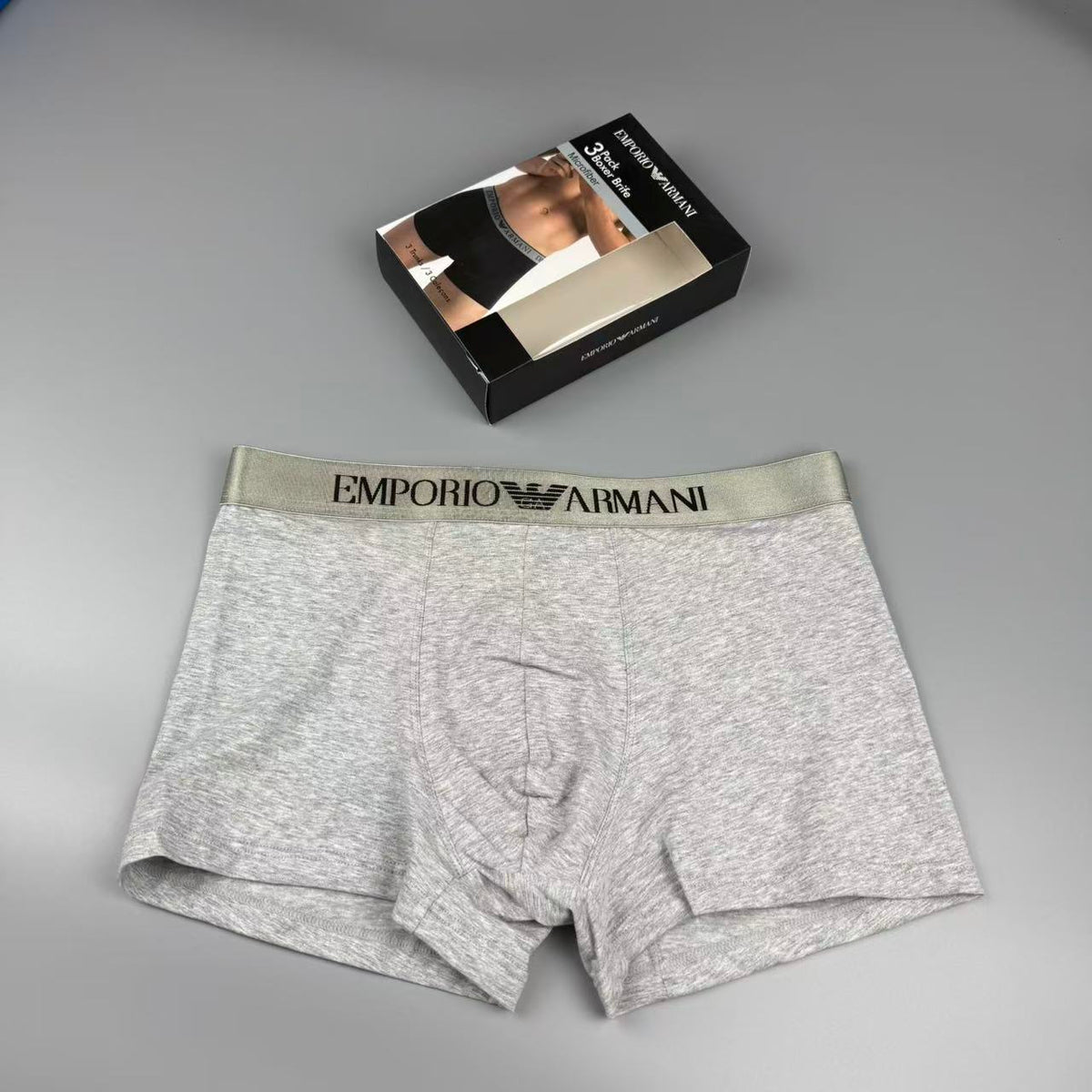 Emporio Armani Black Cream Wordmark Band Boxer Briefs, image 3