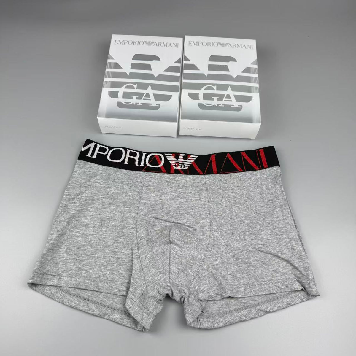 Emporio Armani Red Black Wordmark Waist Boxer Briefs, image 4