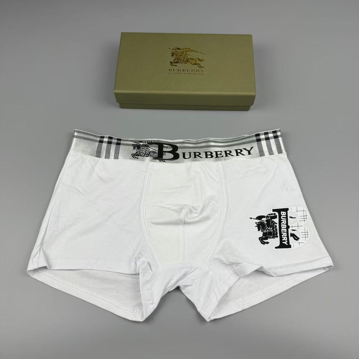 Burberry Red Check Waist Large Ornamental B Boxer Briefs, image 4