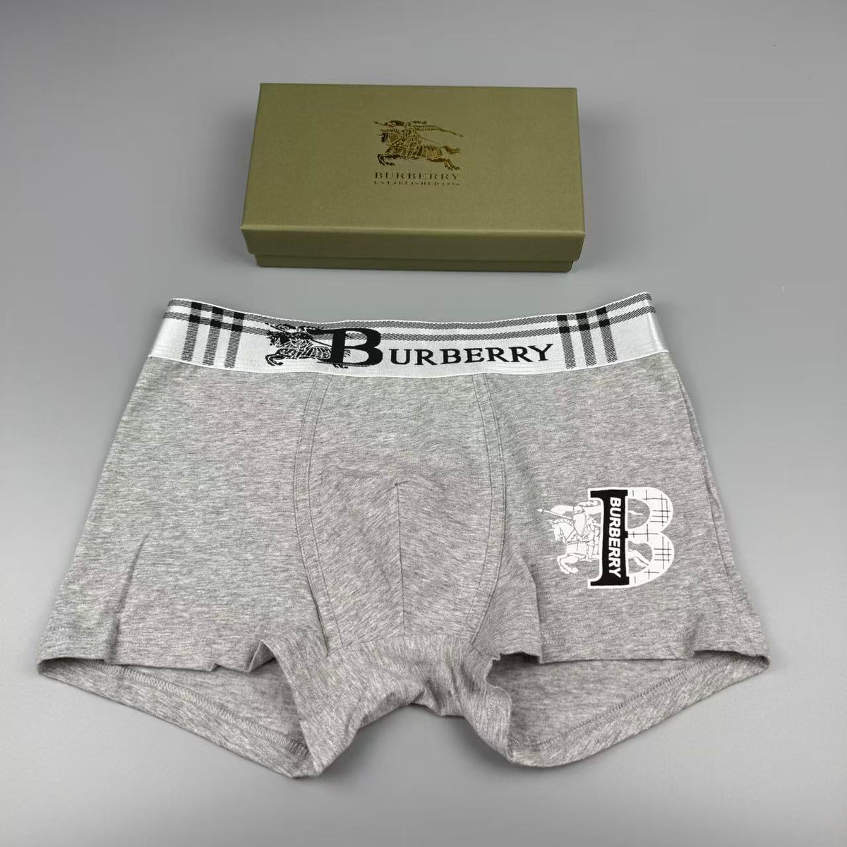 Burberry Red Check Waist Large Ornamental B Boxer Briefs, image 2