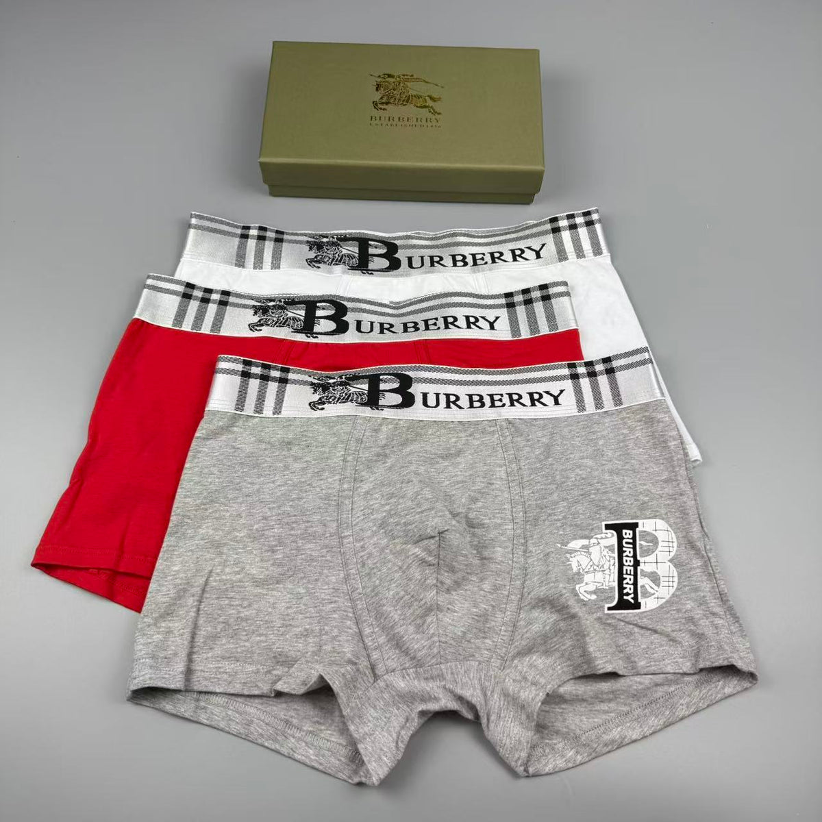 Burberry Red Check Waist Large Ornamental B Boxer Briefs, image 7