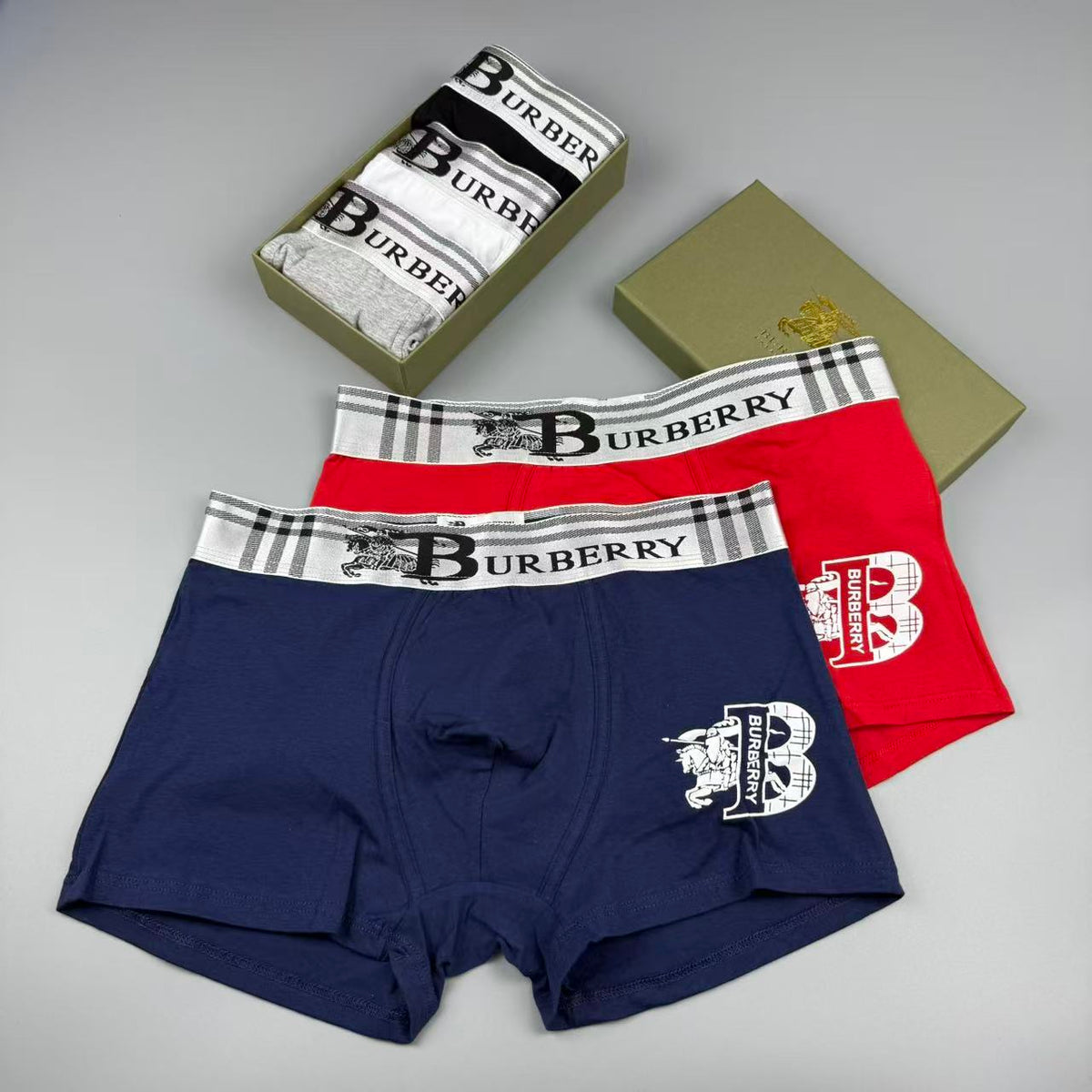 Burberry Red Check Waist Large Ornamental B Boxer Briefs, image 8