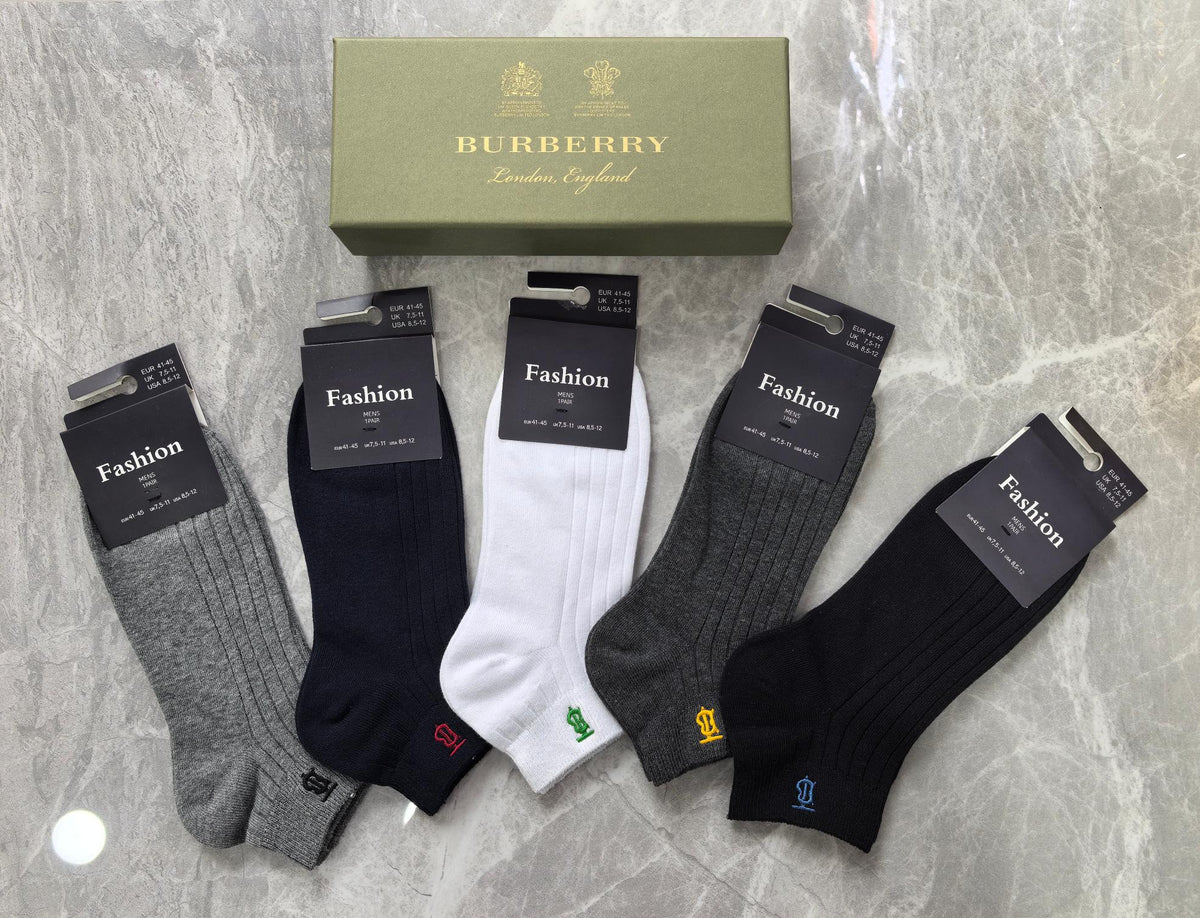 Burberry Neutral Ribbed Small Cuff Horse Crew Socks, image 3