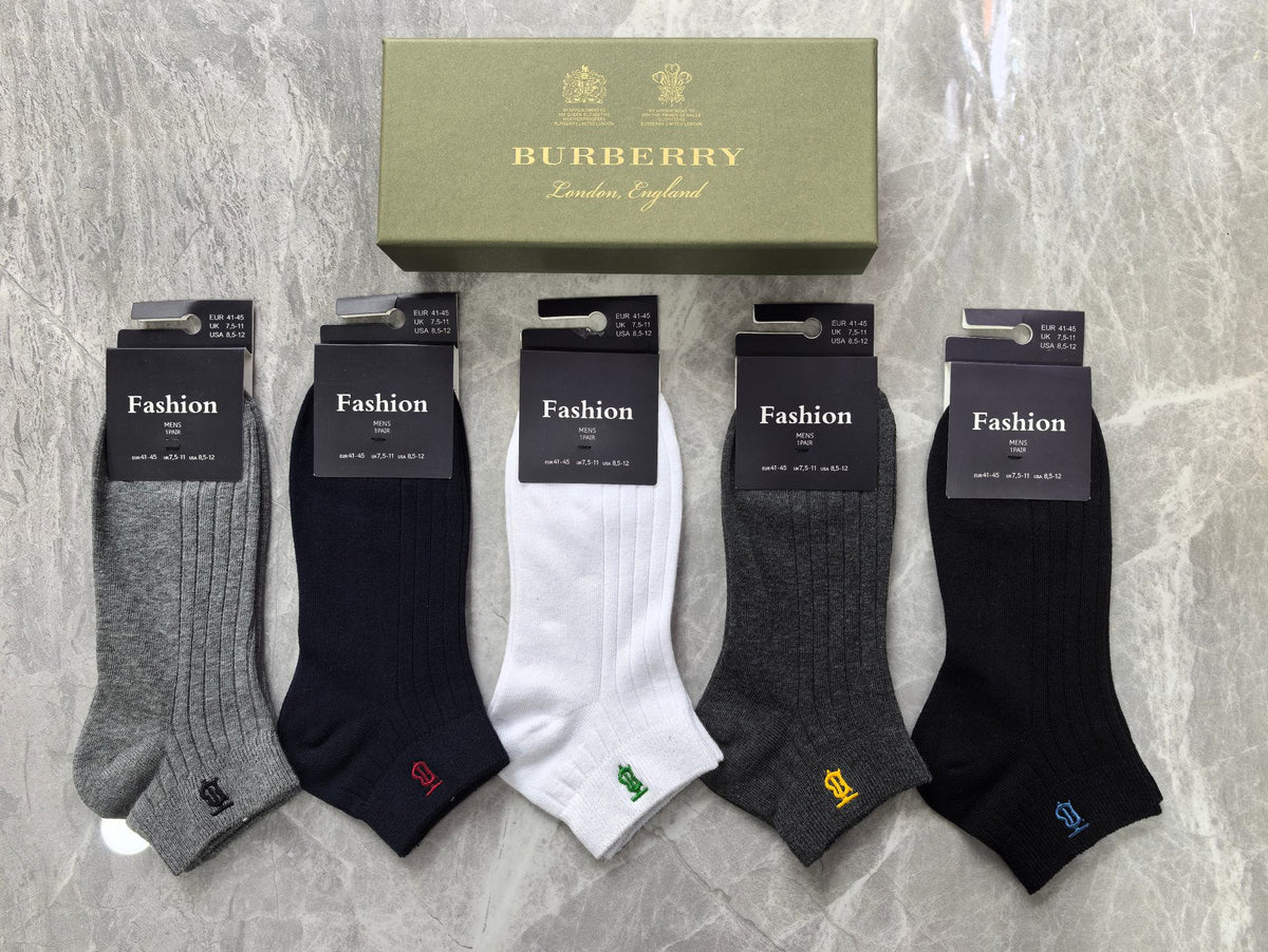 Burberry Neutral Ribbed Small Cuff Horse Crew Socks, image 1