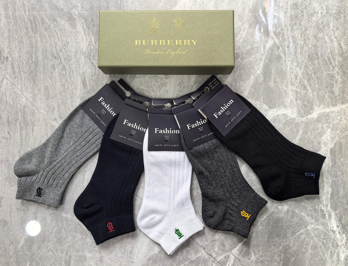 Burberry Neutral Ribbed Small Cuff Horse Crew Socks, image 2