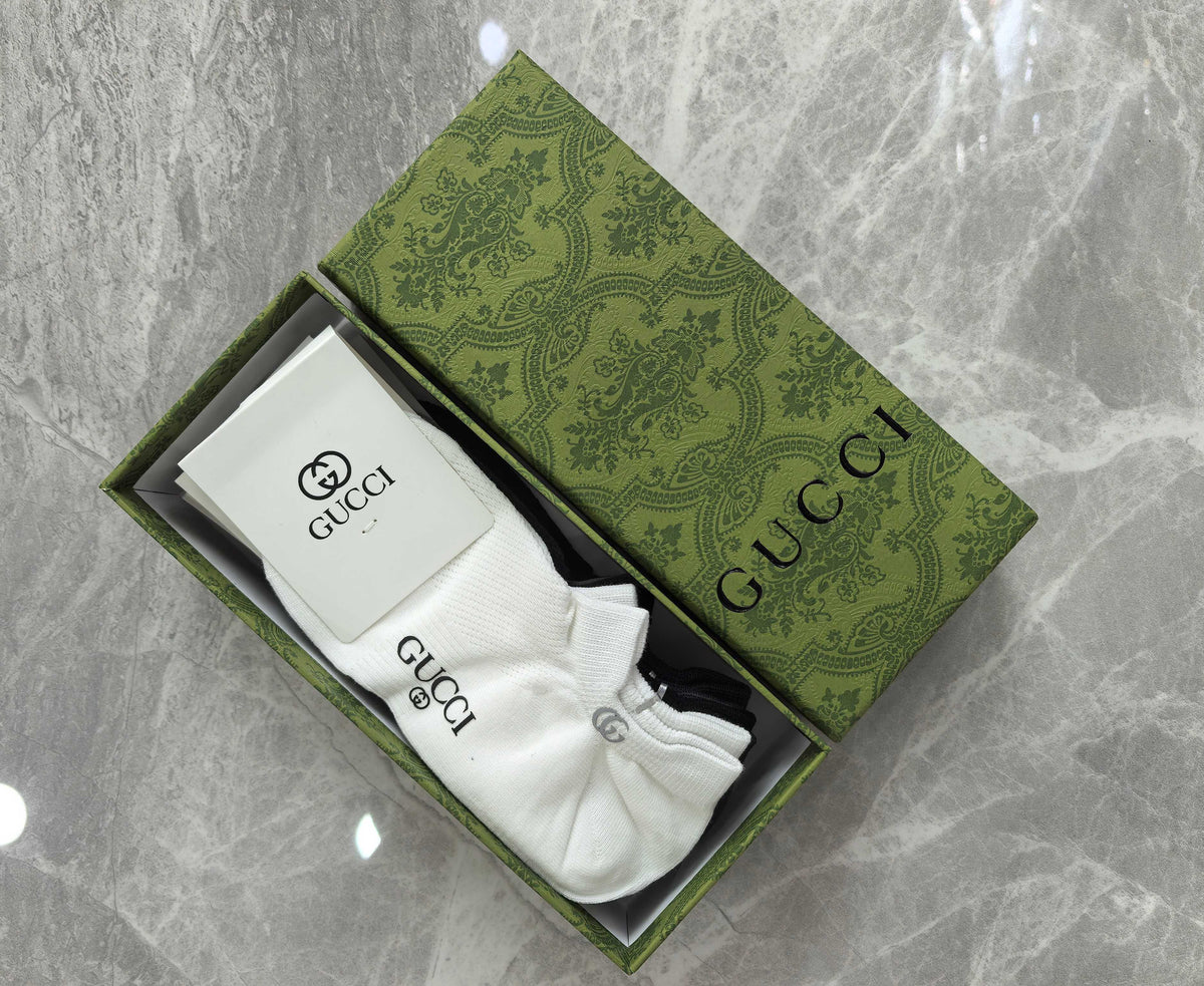 Gucci White Packaged Double Letter Crew Socks, image 1