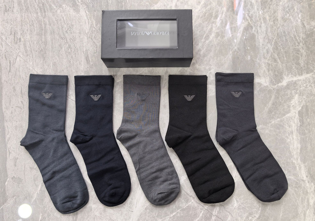 Emporio Armani Grey Navy Plain Crew Crew Socks, image 1