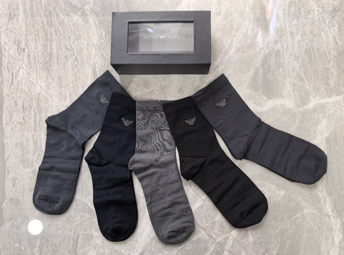 Emporio Armani Grey Navy Plain Crew Crew Socks, image 2