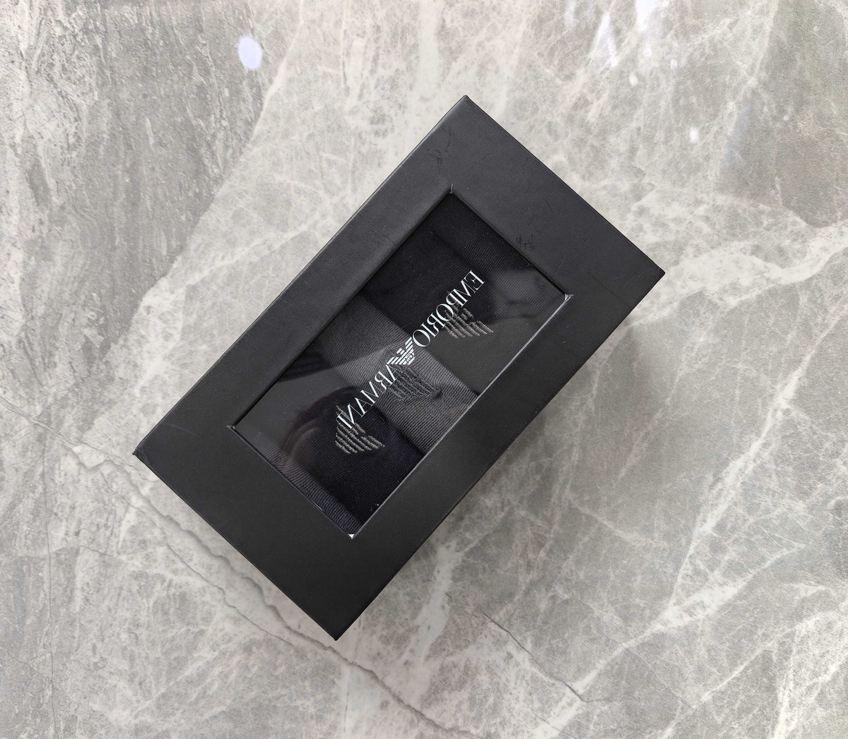 Emporio Armani Grey Navy Plain Crew Crew Socks, image 5
