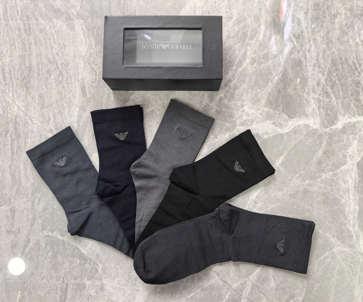 Emporio Armani Grey Navy Plain Crew Crew Socks, image 3