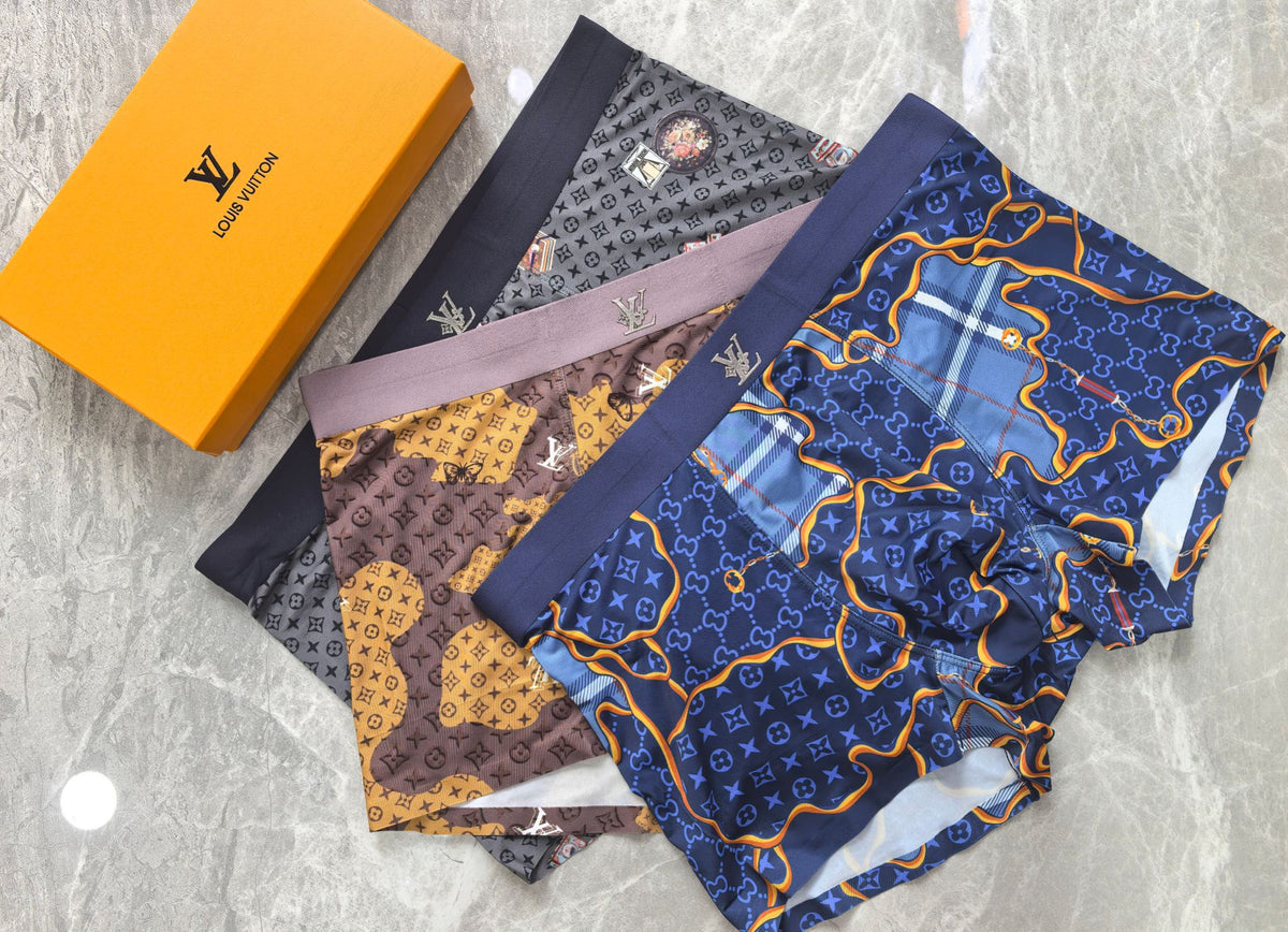 Louis Vuitton Blue Gold Chain Monogram Print Boxer Briefs, image 2