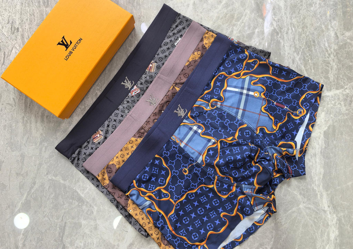 Louis Vuitton Blue Gold Chain Monogram Print Boxer Briefs, image 1
