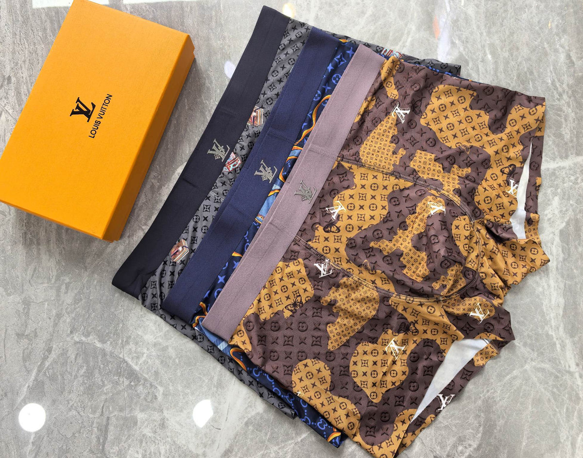 Louis Vuitton Blue Gold Chain Monogram Print Boxer Briefs, image 5