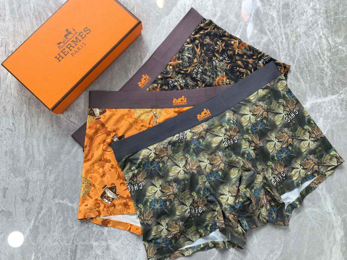 Hermès Dark Green Dense Botanical Print Boxer Briefs, image 2