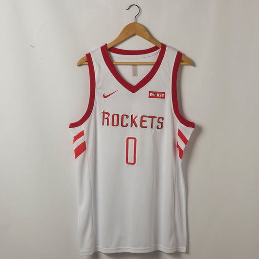Men's Houston Rockets Russell Westbrook #0 NBA White Classics Swingman Player Jerseys