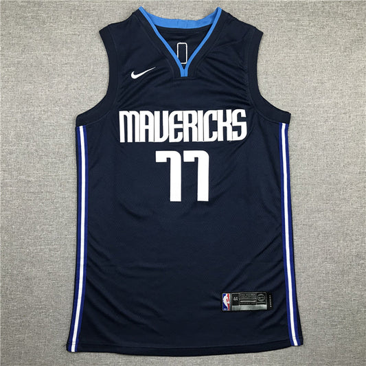 Men's Dallas Mavericks Luka Doncic #77 NBA Dark Blue Replica Jerseys