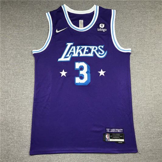 Men's Los Angeles Lakers Anthony Davis #3 Purple Swingman Jerseys - City Edition