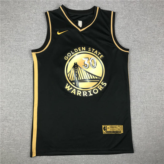 Stephen Curry #30 Golden State Warriors Black Golden Edition Metallic Gold Bay Bridge Badge Limited Swingman Jersey
