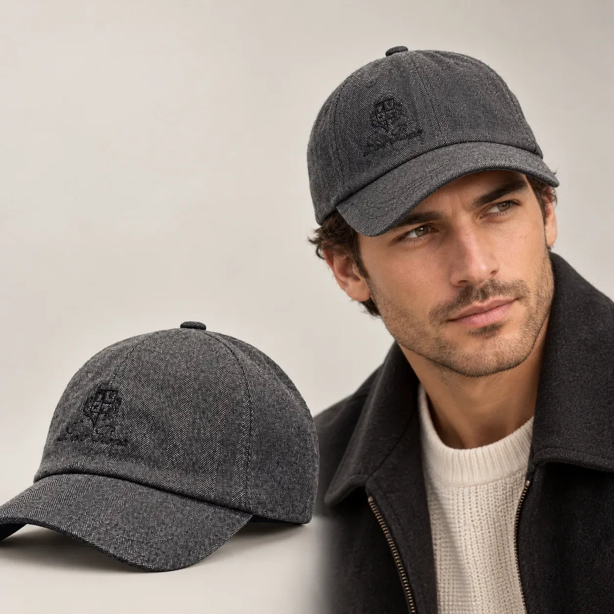 Baseball Cap worn by an adult model, with matching hat close-up