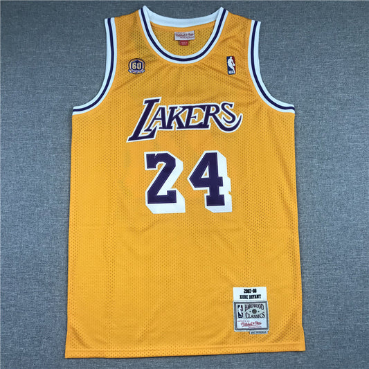 Men's Los Angeles Lakers Kobe Bryant #24 Gold 2007-08 Hardwood Classics Authentic Player Jerseys