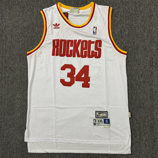 Men's Houston Rockets Hakeem Olajuwon #34 White Hardwood Classics Swingman Jerseys