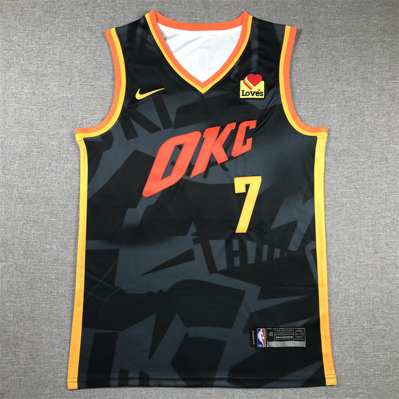 Men's Oklahoma City Thunder Chet Holmgren #7 Black 2023/24 Swingman Jerseys - City Edition