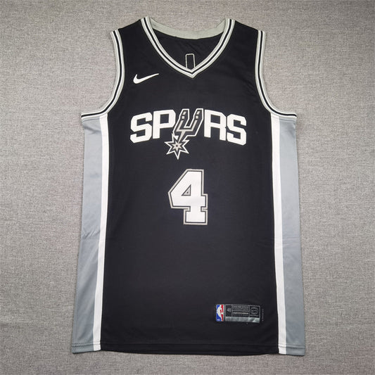 Men's San Antonio Spurs De'Aaron Fox #4 Black Swingman Jerseys - Icon Edition