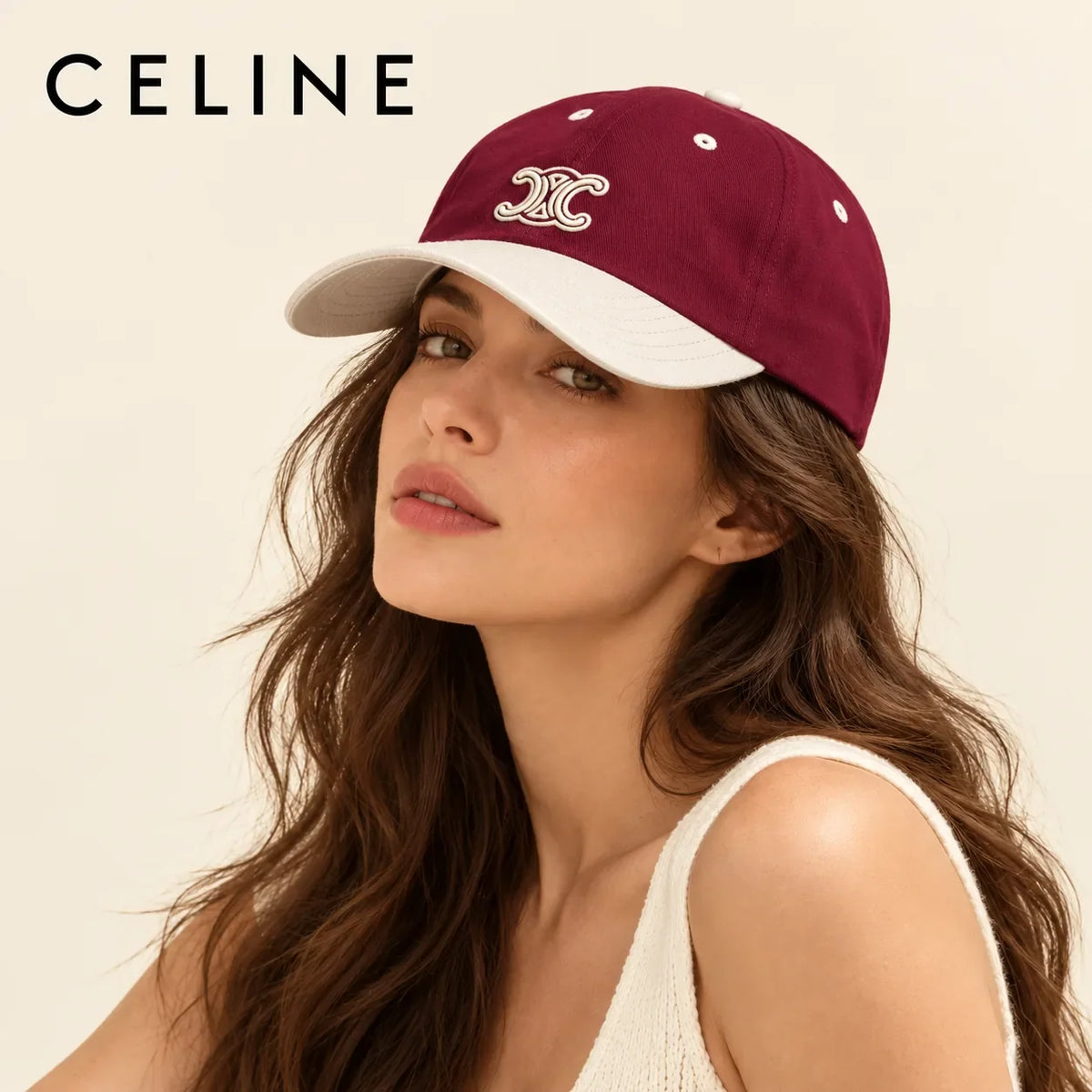 Model wearing Celine Baseball Cap