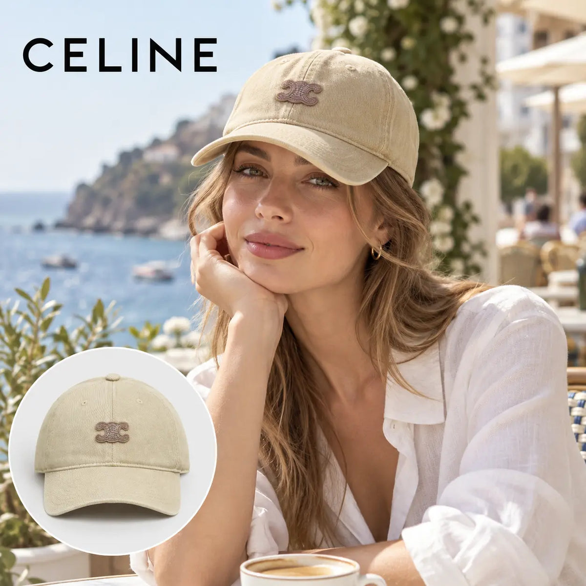 Celine Baseball Cap worn by a model