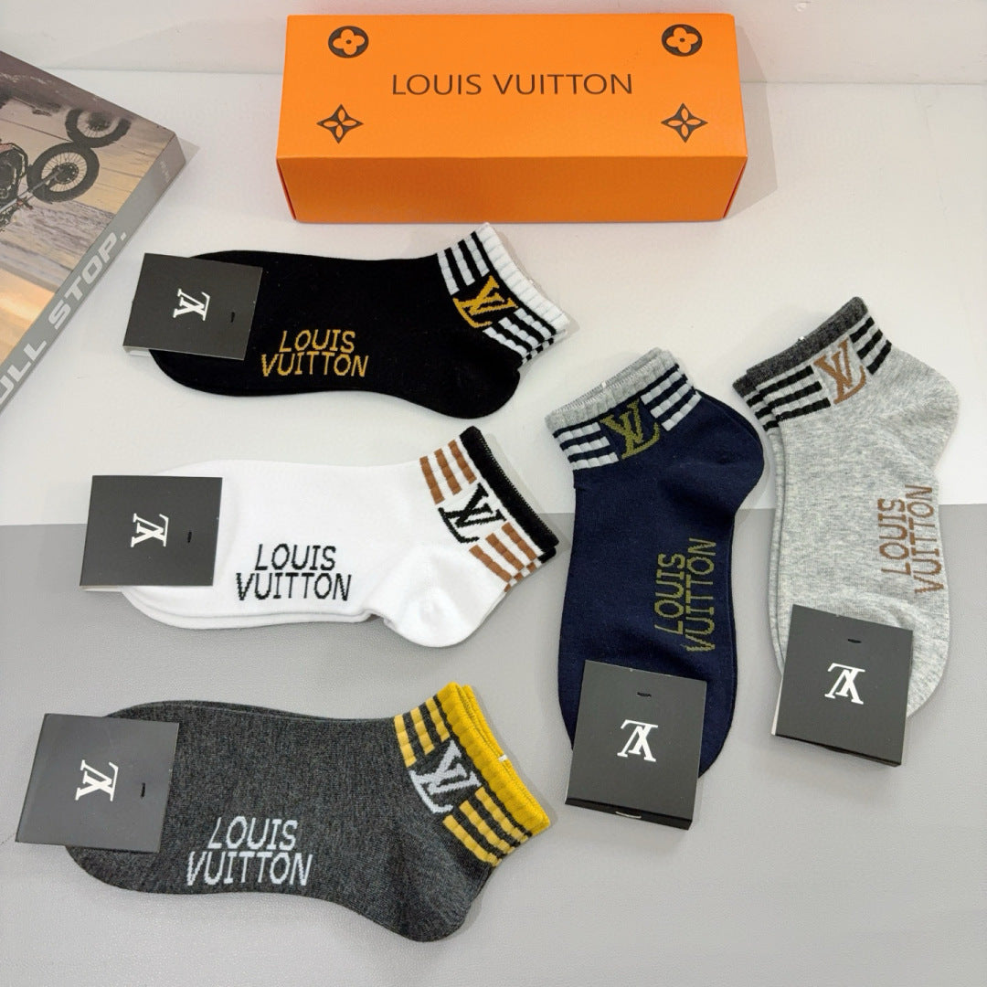 Louis Vuitton Neutral Multicolour Stripe Cuffs Ankle Socks, image 5