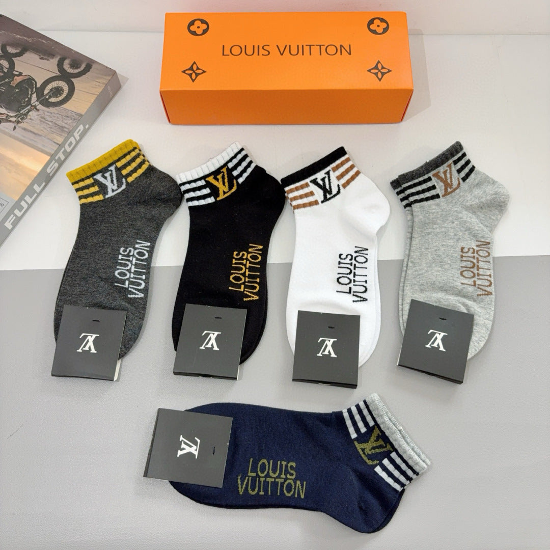 Louis Vuitton Neutral Multicolour Stripe Cuffs Ankle Socks, image 7