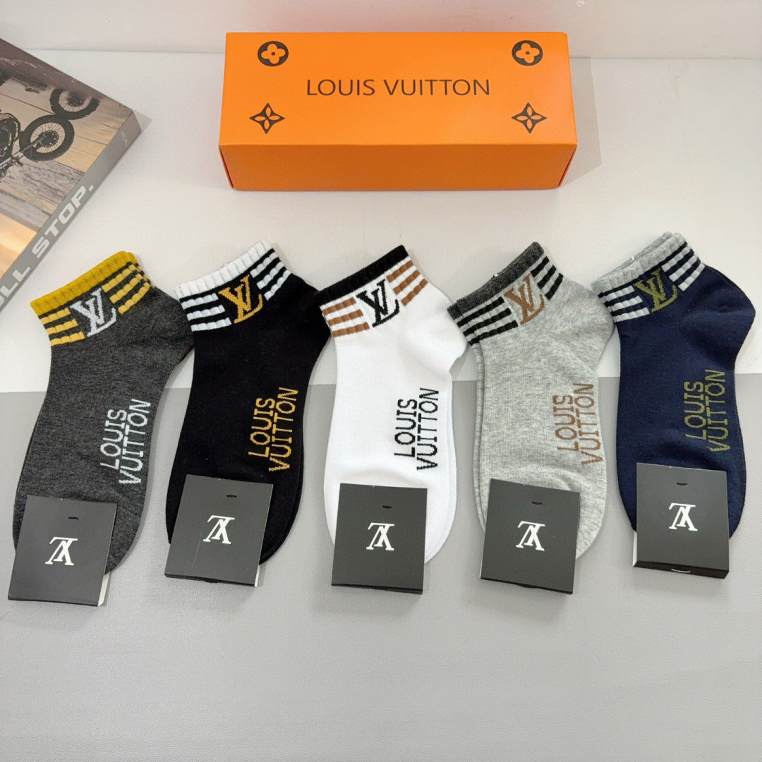 Louis Vuitton Neutral Multicolour Stripe Cuffs Ankle Socks, image 2