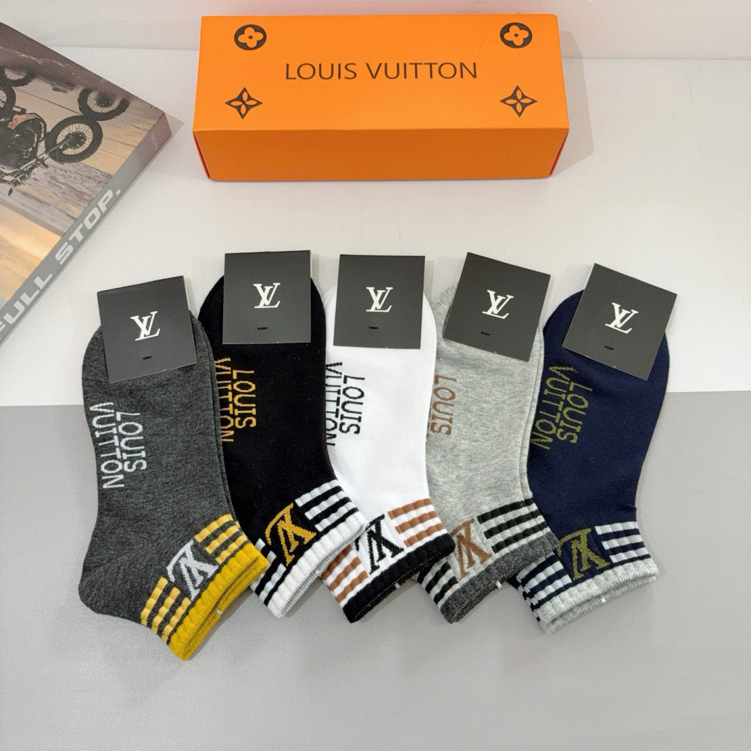 Louis Vuitton Neutral Multicolour Stripe Cuffs Ankle Socks, image 3